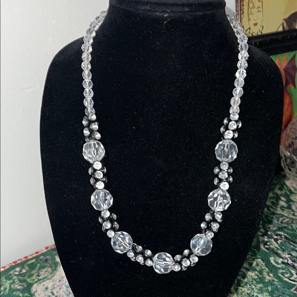 Elegant Silver and Clear Beaded Necklace